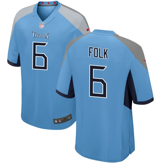 Tennessee Titans #6 Nick Folk Light Blue Stitched Game Jersey - Zenithce
