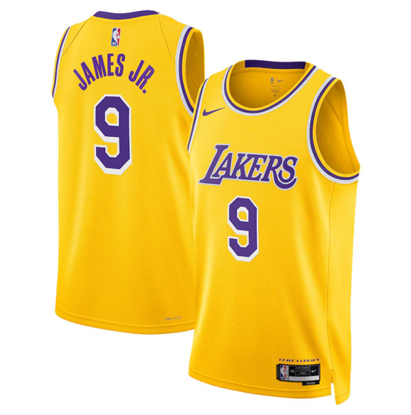 Los Angeles Lakers #9 Bronny James Jr. Yellow 2024 Draft Icon Edition Stitched Jersey - Zenithce