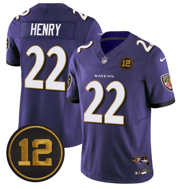 Baltimore Ravens #22 Derrick Henry Purple 2025 F.U.S.E Jacoby Jones Patch Vapor Limited Jersey - Zenithce