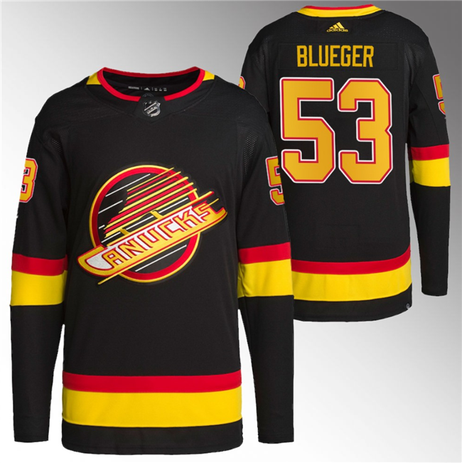 Vancouver Canucks #53 Teddy Blueger Black Retro Stitched Jersey - Zenithce