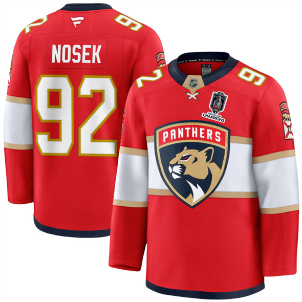 Florida Panthers #92 Tomas Nosek Red Home 2025 Stanley Cup Champions Patch Stitched Jersey - Zenithce