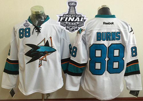 Sharks #88 Brent Burns White 2016 Stanley Cup Final Patch Stitched Jersey - Zenithce