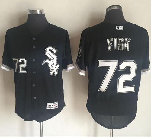 White Sox #72 Carlton Fisk Black Flexbase Authentic Collection Stitched Jersey - Zenithce