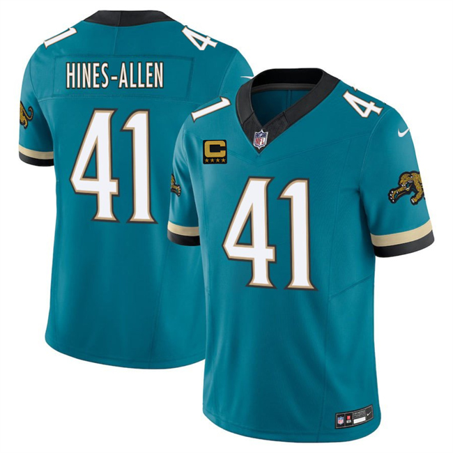 Jacksonville Jaguars #41 Josh Hines-Allen Teal 2025 F.U.S.E. With 4-Star C Patch Prowler Throwback Vapor Limited Stitched Jersey - Zenithce