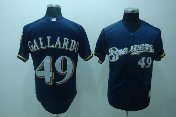 Brewers #49 Yovani Gallardo Stitched Blue Jersey - Zenithce