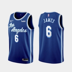 Los Angeles Lakers #6 LeBron James Blue 2021 Swingman Stitched Jersey With Sponsor Logo - Zenithce