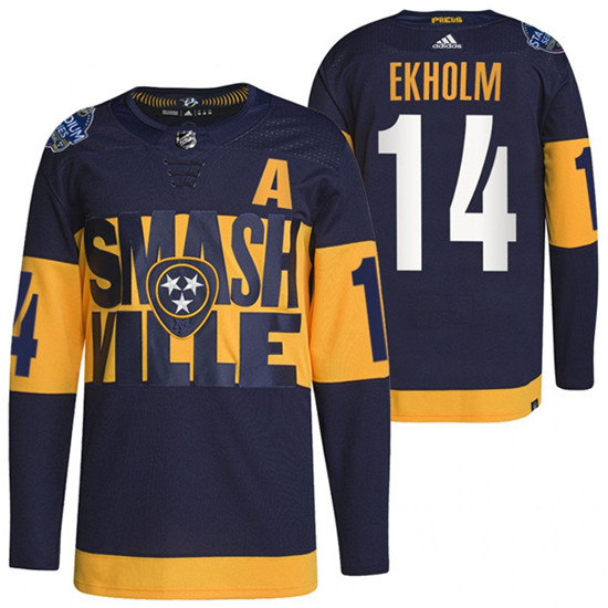 Nashville Predators #14 Mattias Ekholm 2022 Navy Stadium Series Breakaway Player Stitched Jersey - Zenithce