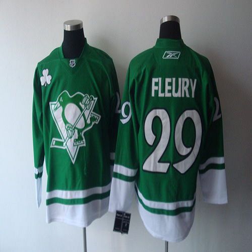Penguins #29 Andre Fleury St. Patty's Day Stitched Jersey - Zenithce