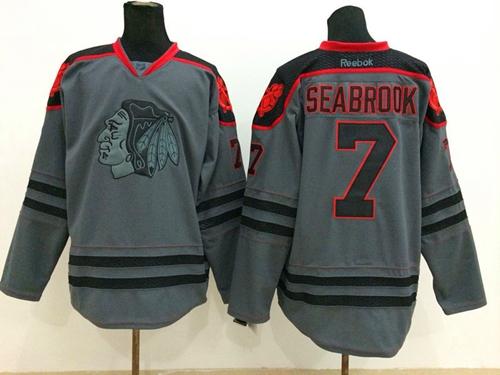 Blackhawks #7 Brent Seabrook Charcoal Cross Check Fashion Stitched Jersey - Zenithce