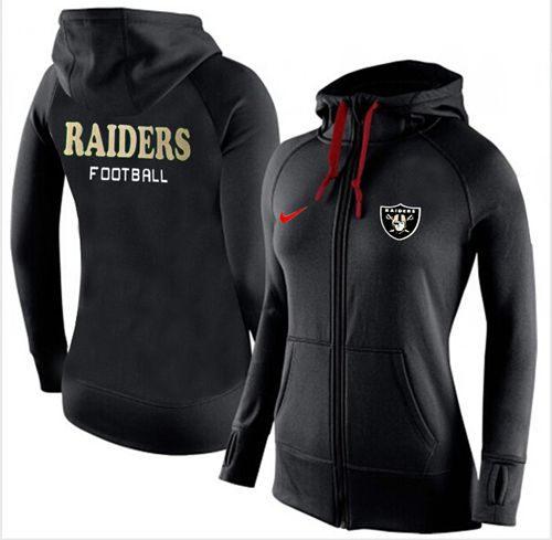 Women's Nike Oakland Raiders Full-Zip Performance Hoodie Black_1 - Zenithce