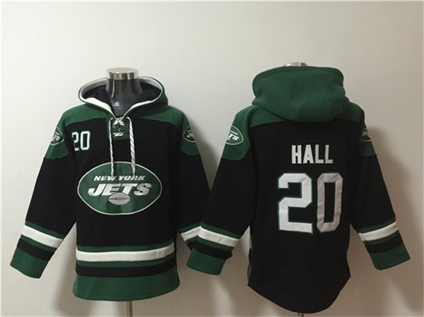New York Jets #20 Breece Hall Black Ageless Must-Have Lace-Up Pullover Hoodie - Zenithce