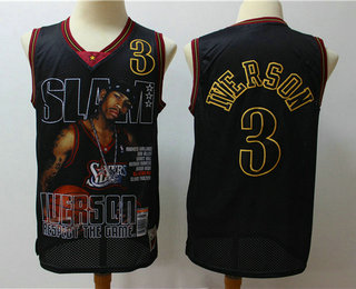 Philadelphia 76ers #3 Allen Iverson Black Fashion Limited Jersey - Zenithce