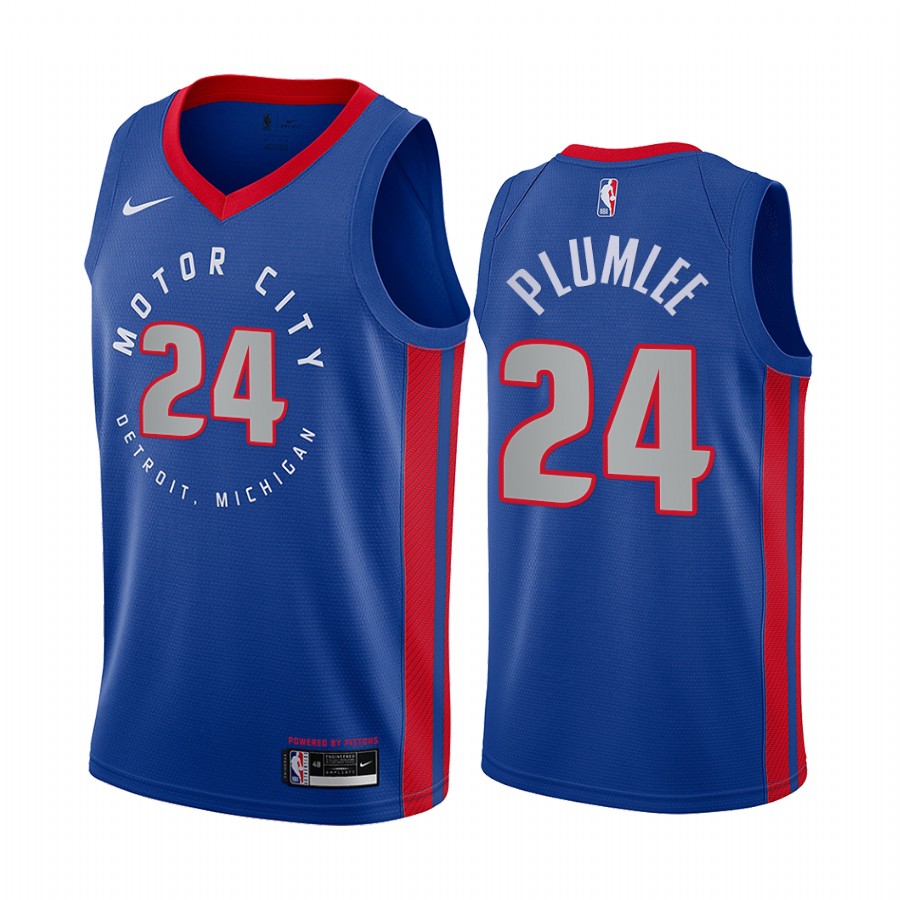 Pistons #24 Mason Plumlee Blue Swingman 2020-21 City Edition Jersey - Zenithce