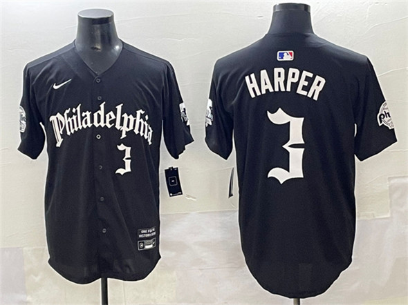 Philadelphia Phillies #3 Bryce Harper Black Gothic Vapor Limited Stitched Jersey - Zenithce