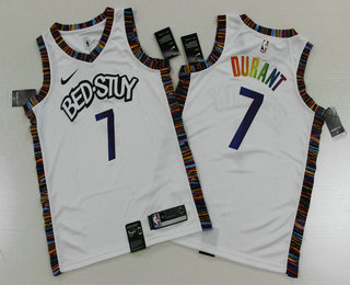 Brooklyn Nets #7 Kevin Durant NEW White Fashion Name 2020 City Edition Swingman Printed Jersey - Zenithce