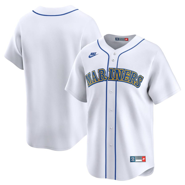 Seattle Mariners Blank White Throwback Cooperstown Limited Stitched Jersey - Zenithce
