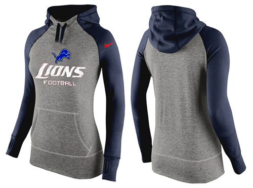 Women's Nike Detroit Lions Performance Hoodie Grey   Dark Blue - Zenithce