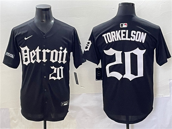 Detroit Tigers #20 Spencer Torkelson Black 'Motor Gothic Edition' Vapor Premier Limited Stitched Jersey - Zenithce