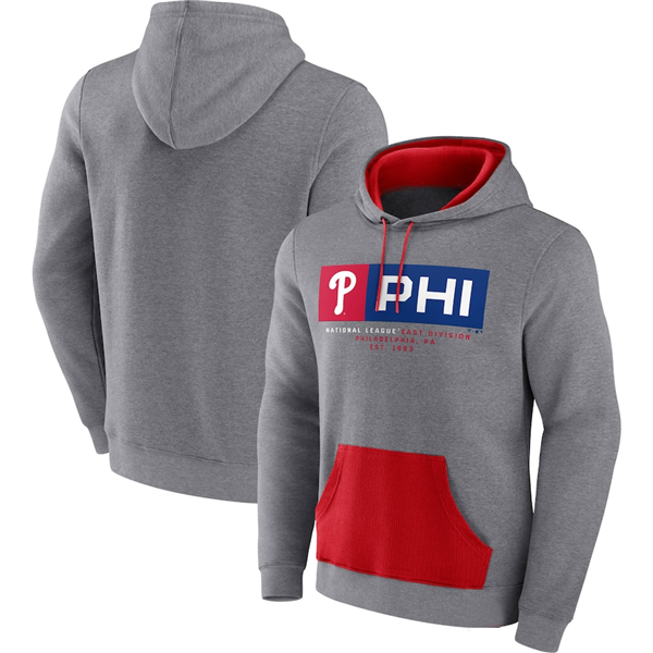 Philadelphia Phillies Heathered Gray Iconic Steppin Up Fleece Pullover Hoodie - Zenithce