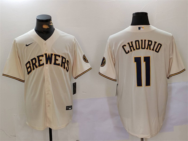 Milwaukee Brewers #11 Jackson Chourio Cream Cool Base Stitched Jersey - Zenithce