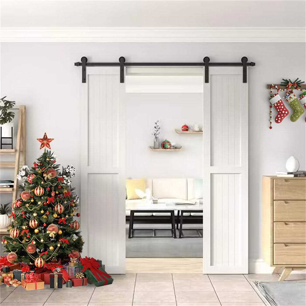 WINSOON Sliding Barn Door Hardware Kit Track for Double Doors - Zenithce