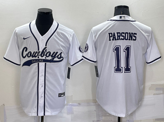 Dallas Cowboys #11 Micah Parsons White Cool Base Stitched Baseball Jersey - Zenithce