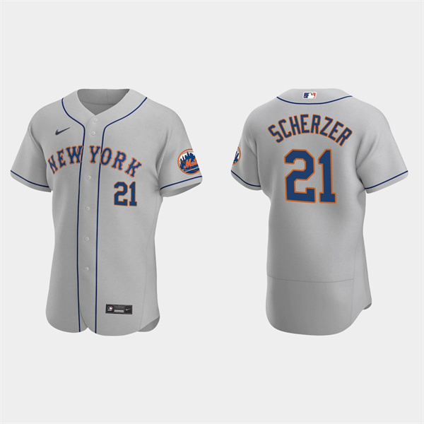 New York Mets #21 Max Scherzer Gray Flex Base Stitched Jersey - Zenithce