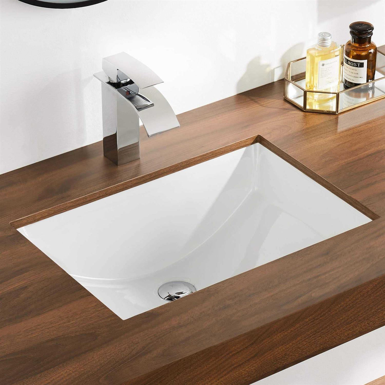 DeerValley DV-1U0086 Ally Rectangular 20.9” X 14.7” Vitreous China Undermount Bathroom Sink with Overflow Sink Finish - Zenithce