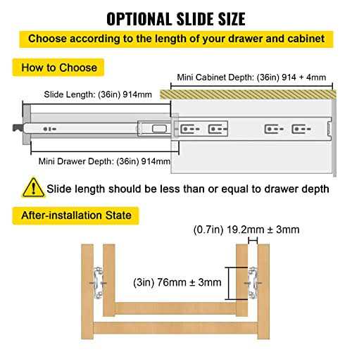 VEVOR Drawer Slides 1 Pair Locking Drawer Slides 250lbs Load Capacity - Zenithce