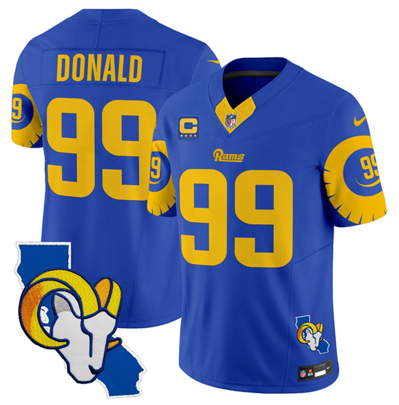 Los Angeles Rams #99 Aaron Donald Royal 2025 4-Star C Patch F.U.S.E. V2 Limited Stitched Jersey - Zenithce