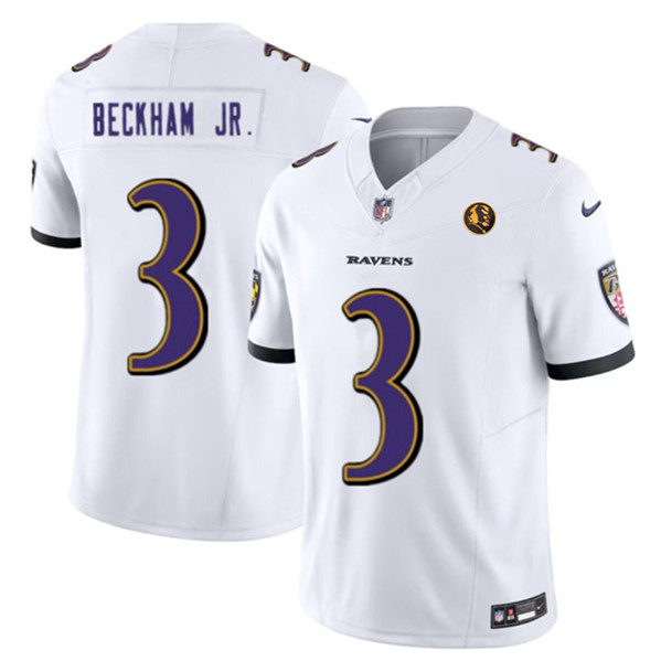Baltimore Ravens #3 Odell Beckham Jr. White 2023 F.U.S.E. With John Madden Patch Vapor Limited Stitched Jersey - Zenithce