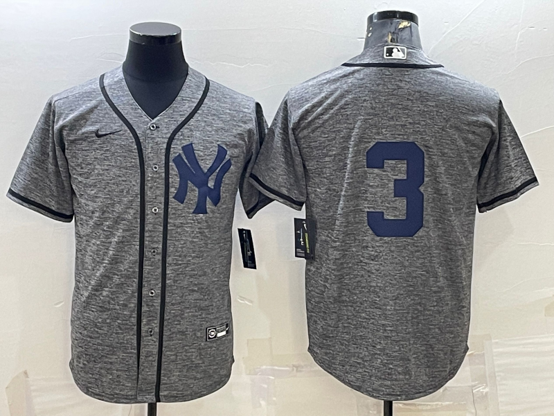 New York Yankees #3 Babe Ruth Grey Stitched Jersey - Zenithce