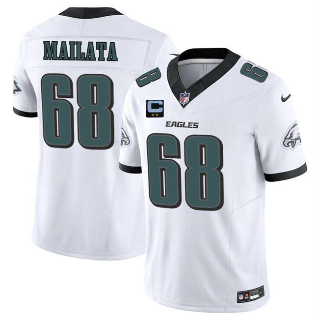 Philadelphia Eagles #68 Jordan Mailata White 2025 F.U.S.E. With 2-Star C Patch Vapor Untouchable Limited Stitched Jersey - Zenithce