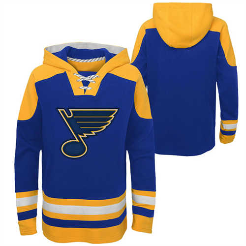 St. Louis Blues Blank Blue Ageless Must-Have Lace-Up Pullover Hoodie - Zenithce