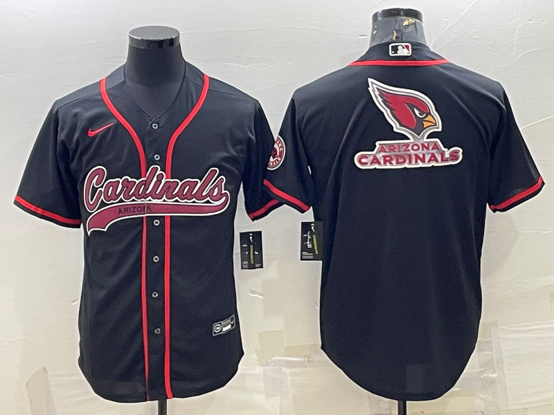 Arizona Cardinals Black Team Big Logo With Patch Cool Base Stitched Baseball Jersey - Zenithce