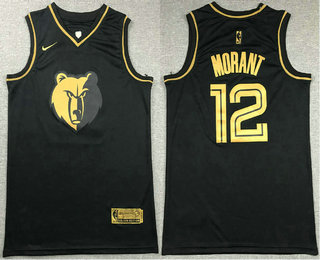 Memphis Grizzlies #12 Ja Morant Black Golden Swingman Stitched Jersey - Zenithce