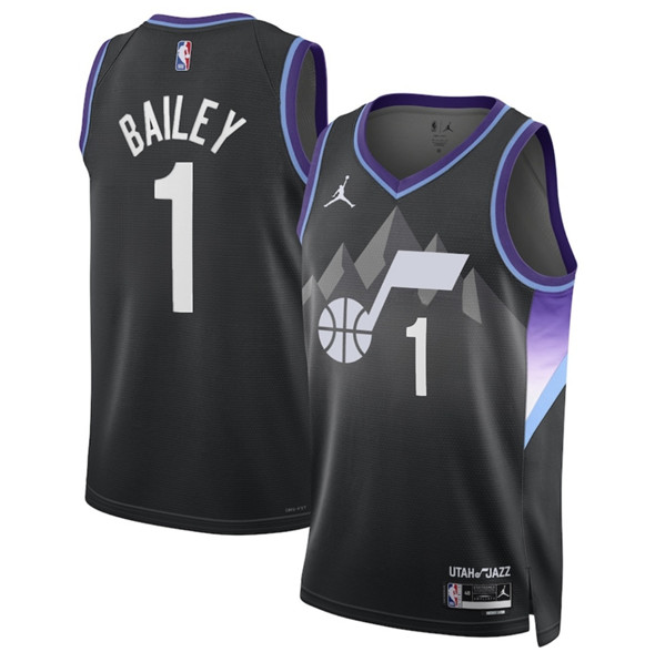 Utah Jazz #1 Ace Bailey Black 2024-25 Draft Statement Edition Stitched Jersey - Zenithce