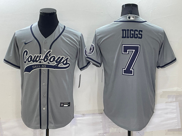 Dallas Cowboys #7 Trevon Diggs Grey Cool Base Stitched Baseball Jersey - Zenithce