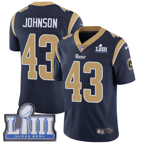 Los Angeles Rams #43 John Johnson Navy Blue Super Bowl LIII Vapor Untouchable Limited Stitched Jersey - Zenithce