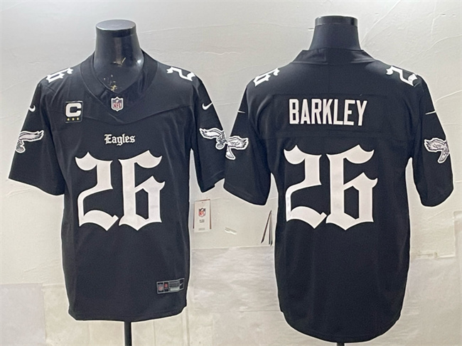 Philadelphia Eagles #26 Saquon Barkley Black 2025 F.U.S.E. 'Gothic Philly Edition' With 3-Star C Patch Vapor Limited Stitched Jersey - Zenithce