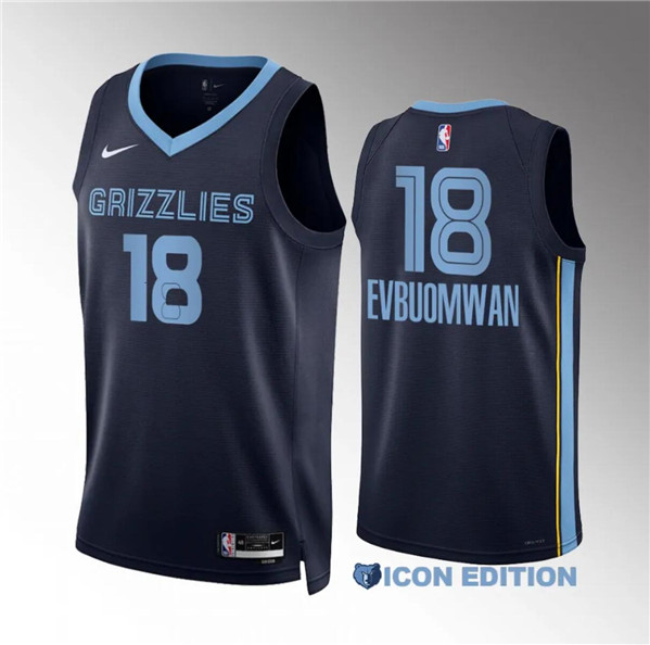 Memphis Grizzlies #18 Tosan Evbuomwan Navy Icon Edition Stitched Jersey - Zenithce