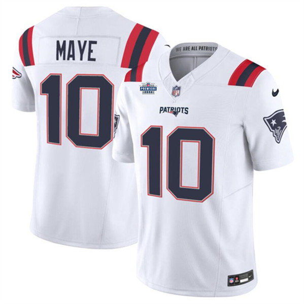 New England Patriots #10 Drake Maye White 2024 With Draft Patch F.U.S.E Vapor Limited Stitched Jersey - Zenithce