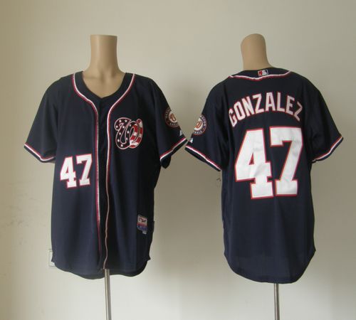 Nationals #47 Gio Gonzalez Navy Blue Cool Base Stitched Jersey - Zenithce