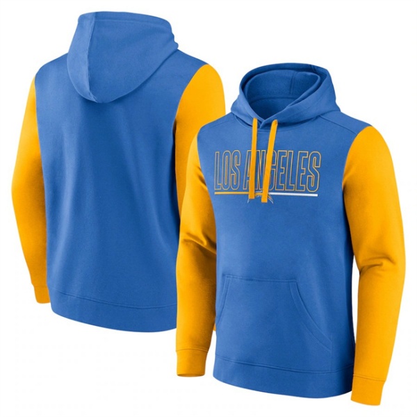 Los Angeles Chargers Blue Gold Outline Pullover Hoodie - Zenithce