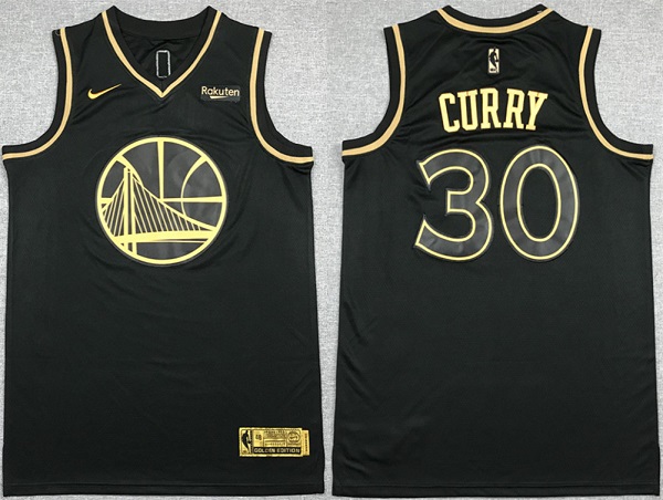 Golden State Warriors #30 Stephen Curry Black Gold Stitched Jersey - Zenithce