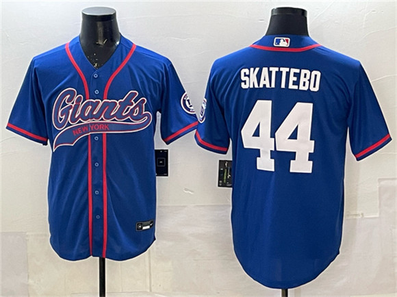 New York Giants #44 Cam Skattebo Royal With Patch Cool Base Stitched Jersey - Zenithce