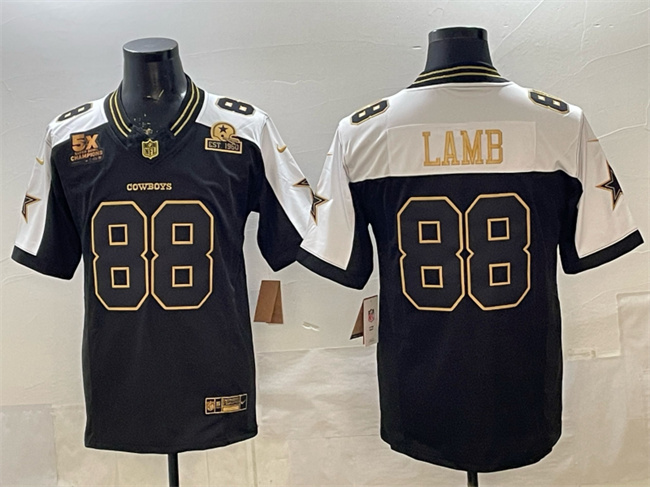 Dallas Cowboys #88 CeeDee Lamb Black Gold F.U.S.E. With 5x Super Bowl Champions Established In 1960 Patch Vapor Limited Stitched Jersey - Zenithce
