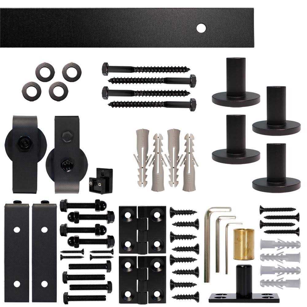 Quiet Glide 78-3/4 in. Black Sliding Barn Door Hardware and Track Kit NT140008W08 - Zenithce
