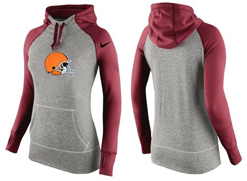 Women's Nike Cleveland Browns Performance Hoodie Grey   Red_3 - Zenithce