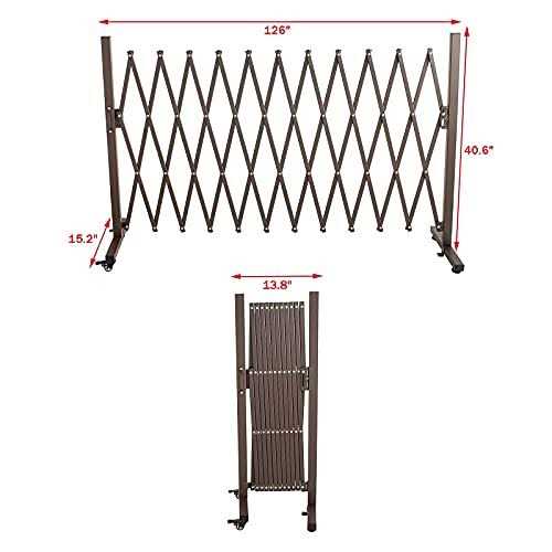 TECSPACE Aluminum Expandable Garden Fence Portable Barricade Gate with Casters - Zenithce
